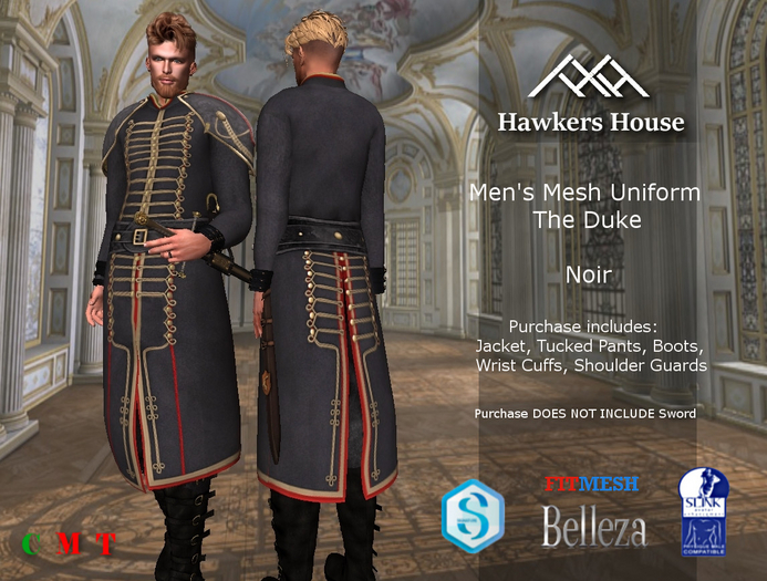 Second Life Marketplace *HH* Men's Mesh Uniform The Duke Noir